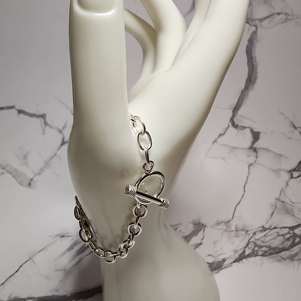 925 Silver Abalone toggle Bracelet - Picture 2 of 7